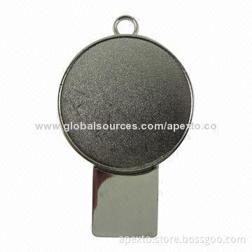 Promotional Circle Meta USB Stick with Plug-and-play Function, Anti-shock and Moisture-resistant